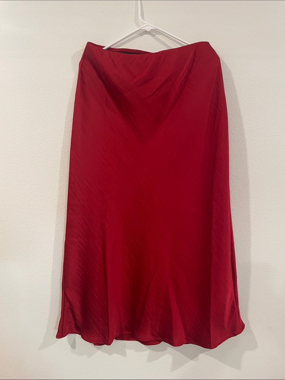 Classic Red Midi Slip Skirt